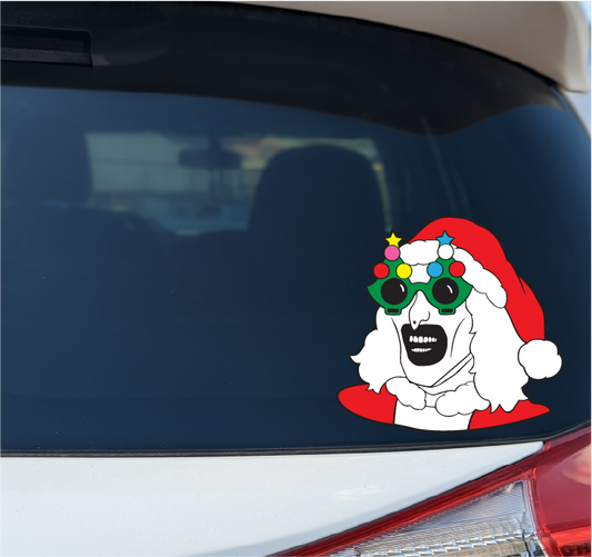 Horror Psycho Art Clown Christmas Tree Glasses Decal