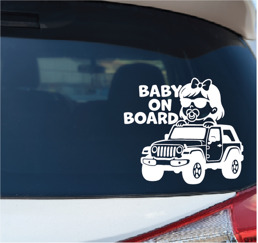 Baby Girl On Board Jeep Car Decal Sticker