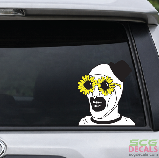 Horror Movie Psycho Art Clown Sunflower Glasses Decal