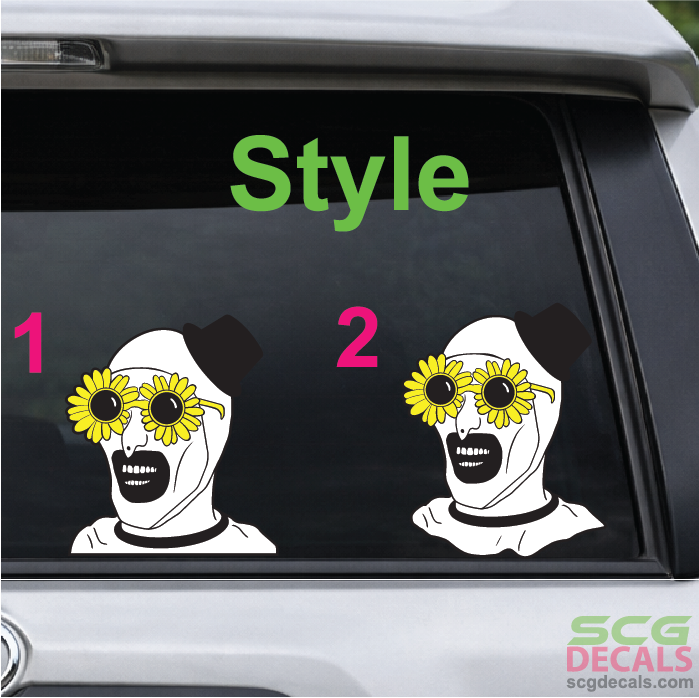 Horror Movie Psycho Art Clown Sunflower Glasses Decal