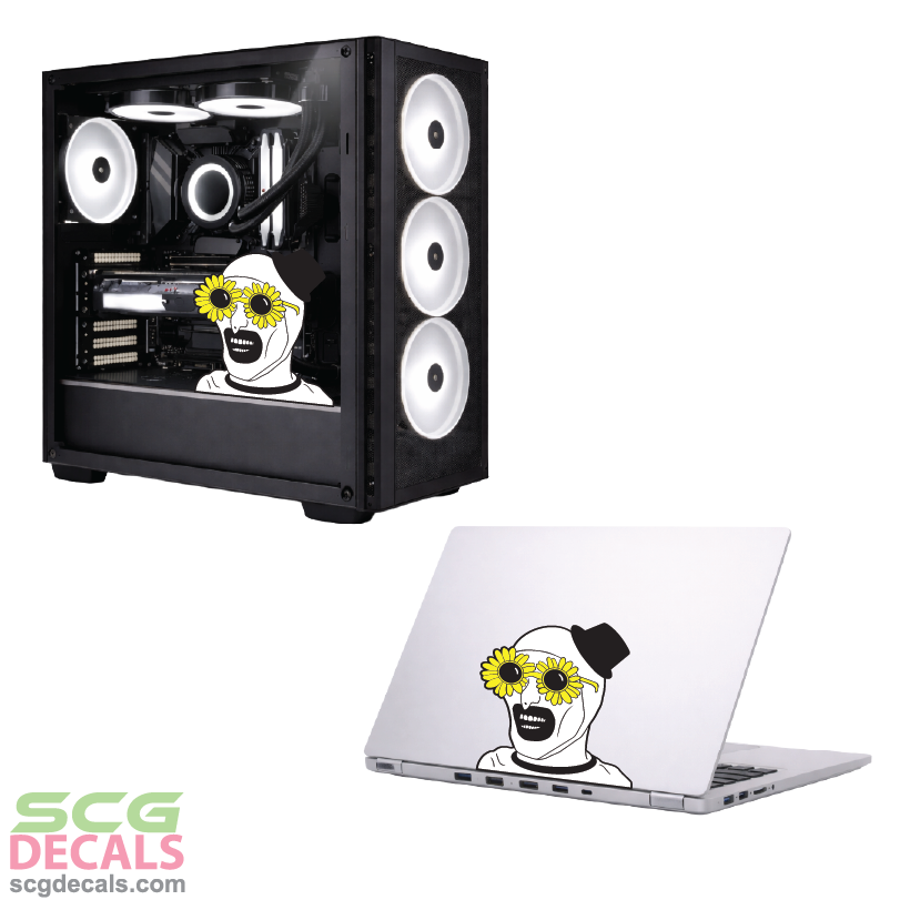 Horror Movie Psycho Art Clown Sunflower Glasses Decal