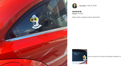 Horror Movie Psycho Art Clown Sunflower Glasses Decal