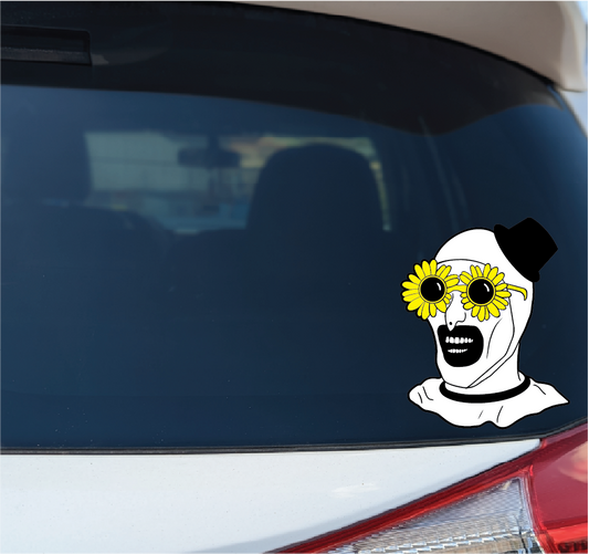 Horror Movie Psycho Art Clown Sunflower Glasses Decal